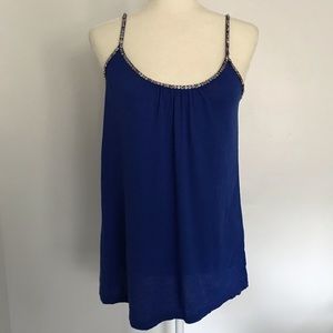 Express Rainbow Sequins Blue Tank Top